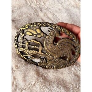 Brass Chicken or Rooster Trivet | Wall Decor